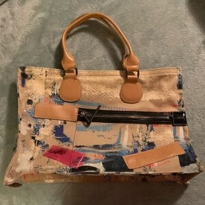 Longchamp Artitude Paint Print Canvas Tote Bag